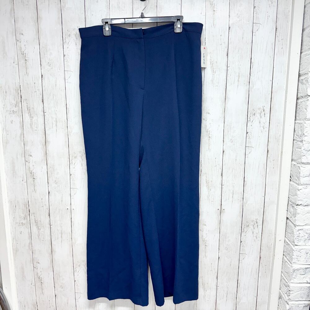 Connie Howard Pants Women Size 18 Navy Blue Pleated Front‎ Trousers Pockets Zip